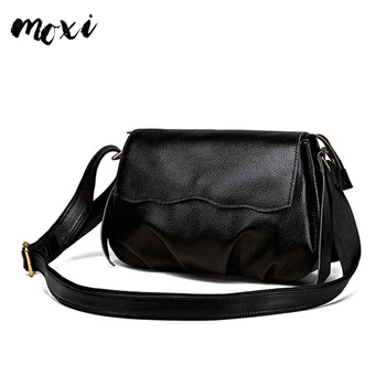 

MOXI Messenger Bag Women Genuine Leather Small Crossbody Bag Cover Black Color Shoulder Bag Socialite Handbag Mini Shopping Bag