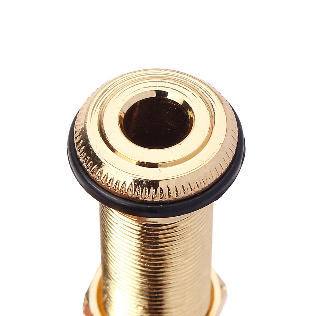 Tooyful Durable Copper 6.35mm Mono Guitar Cylinder Endpin Jack Socket DIY 45mm/1.77inch Musical Instrument Accessory