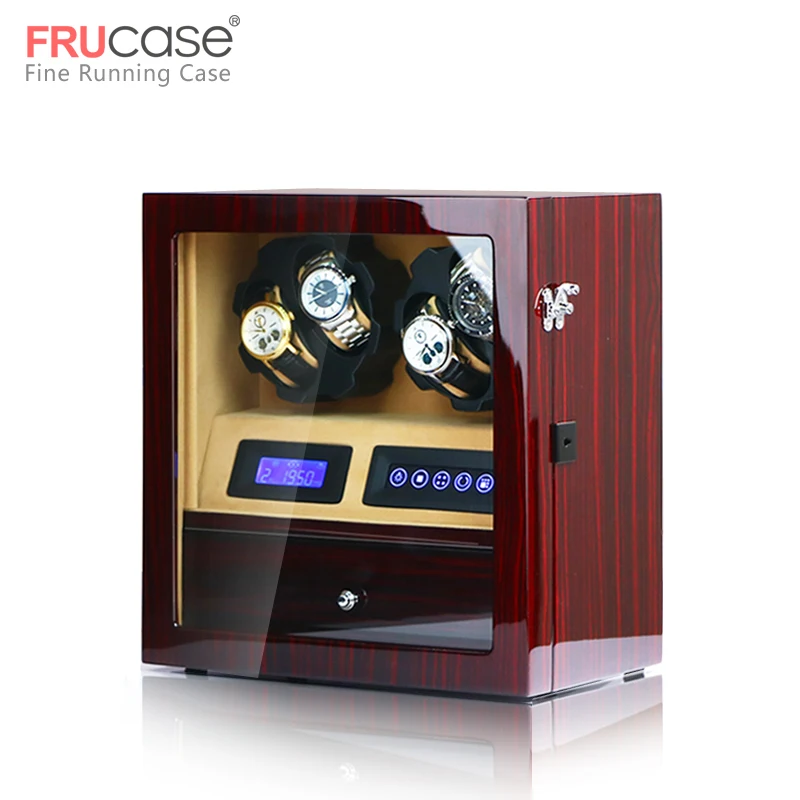 

Luxury Watch winder automatic watch display for 4watches control Stop when the cover opened LED light Remote control