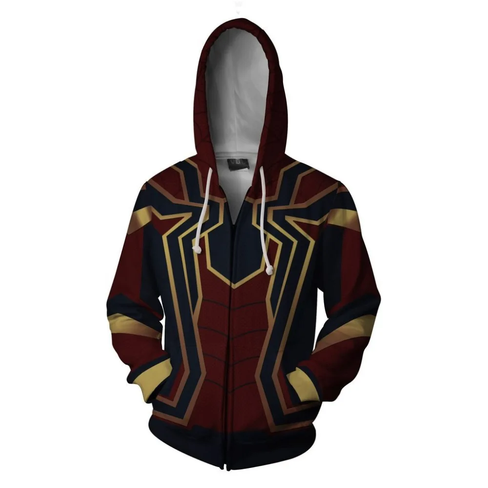Adult Men&Women Zip Up Hoodies The Avengers Endgame Thanos 3D Hooded Jacket Captain Marvel Sweatshirt Streetwear Cosplay Costume