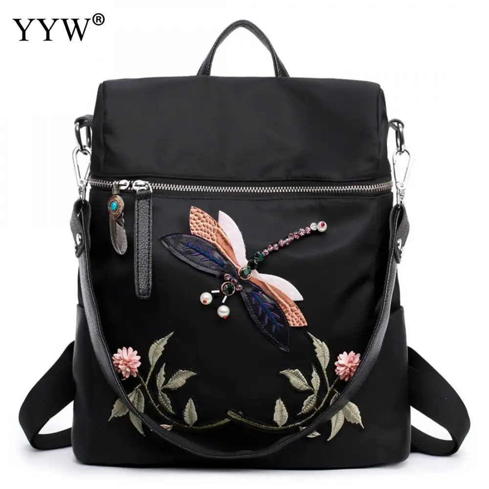 

Dragonfly Pattern Backpack Female Pearl Backpacks for Women and Adolescent Girls 2018 New Mini Travel School Bag Shoulder Bags