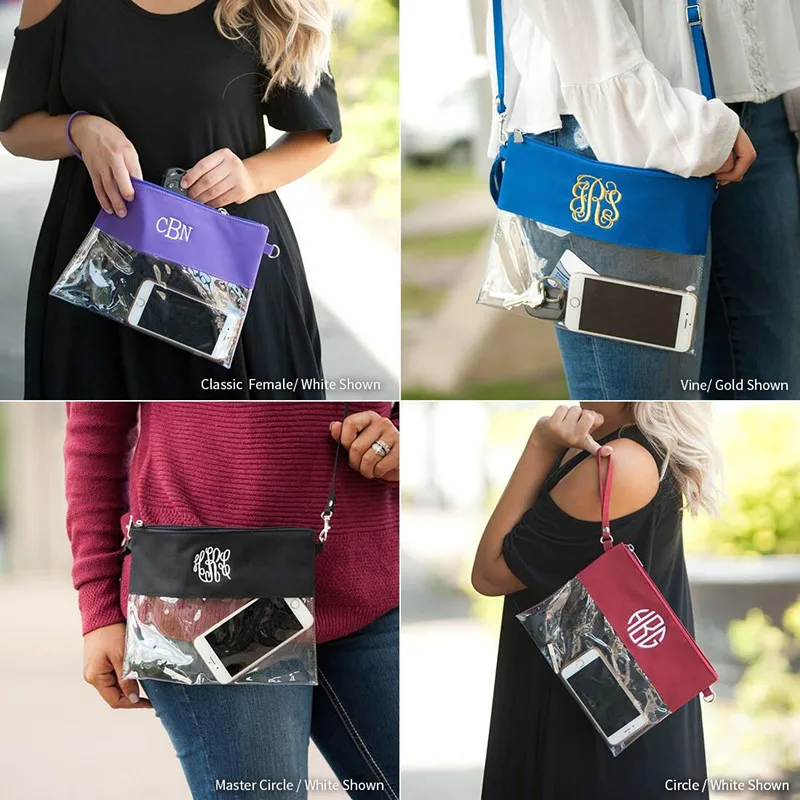 

Wholesale 50pcs/lot Stadium Clear Purse Personalized Crossbody Clear Bag Clear Zipper Pouch