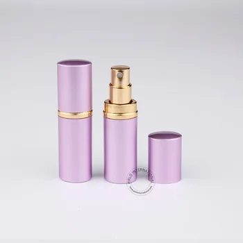 

30pcs/lot 5ml Purple Aluminium+Glass Bottle 5cc Mini Perfume Liquid Atomizer Empty Portable Refillable Bottle Cosmetic Packaging