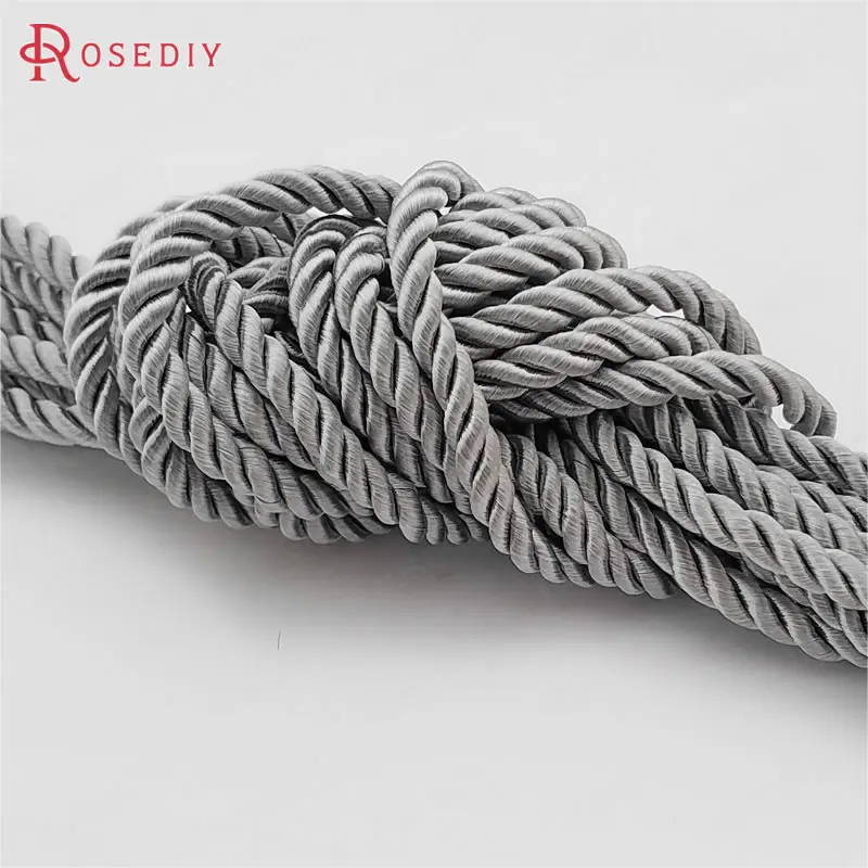 (29966)10 Meters 5mm Satin Polyester Cords Three strands of Rope Diy Jewelry Findings Accessories