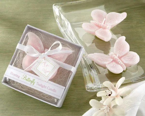 

100pcs Free Shipping Pink Butterfly Candle Wedding Favors Gift Party Baby Shower Candle Gift