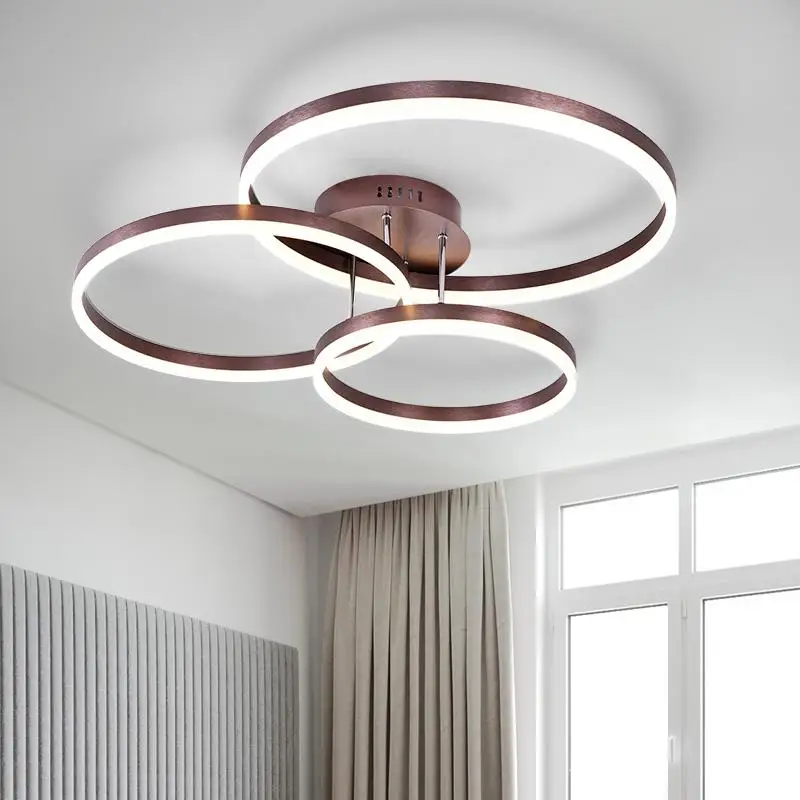 

3 rings Dimmable High Brightness Circle Rings Modern Led Ceiling Lights For Living Room Bedroom Study Room Lighting AC 90-260V