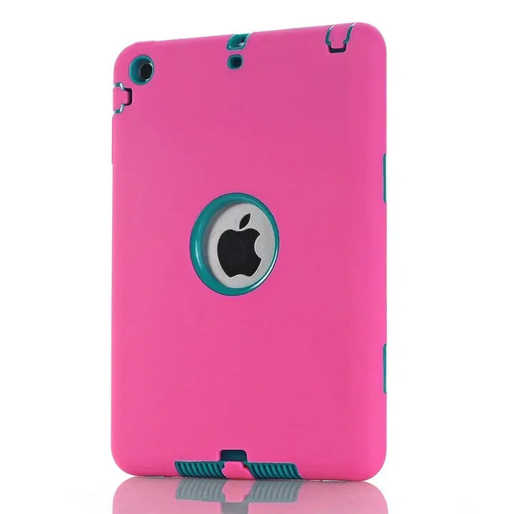 Для iPad mini 1/2/3 retina детей безопасное вспомогательное устройство для бронированный противоударный чехол Heavy Duty Силиконовый Футляр чехол Обложка Экран защитная пленка+ стилус - Цвет: Hot Pink and Blue