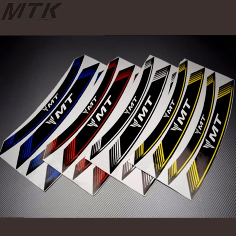 

For YAMAHA MT-25 MT-03 MT-07 MT-09 MT-10 MT07 MT09 MT-125 Motorcycle 8X Thick Edge Outer Rim Sticker Stripe Wheel Decals