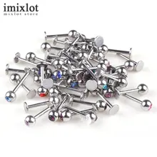 Imixlot 50 шт. 16 г кристалл бар губ Пирсинг из нержавеющей стали шпильки пирсинг Лабрет губ кольцо ушной хрящ серьги ювелирные изделия для тела