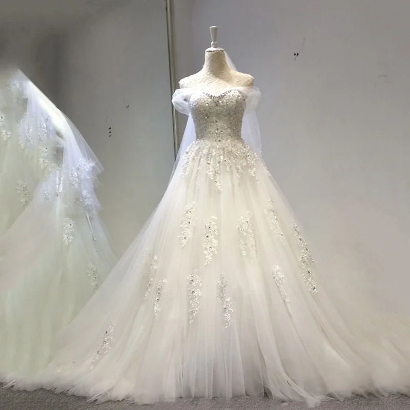 2019 New Handmade Pregnant Women Wedding Dress Sexy Boat Neck Short Sleeve Plus Size Luxury Bridal Gown Robe De Mariee L | Свадьбы и