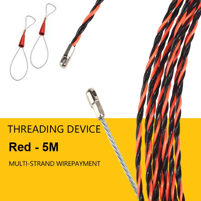 Электрик провода кабель резьбонарезное устройство бегущий Съемник провода с 2 шт стальной соединитель каната TN99 - Цвет: 5M