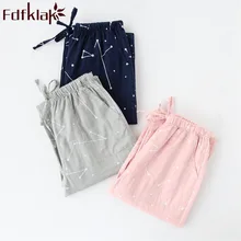 Fdfklak новые продукты сезон: весна–лето пара пижамные брюки хлопковые домашние штаны Пижама брюк длинные женские домашние брюки Q988