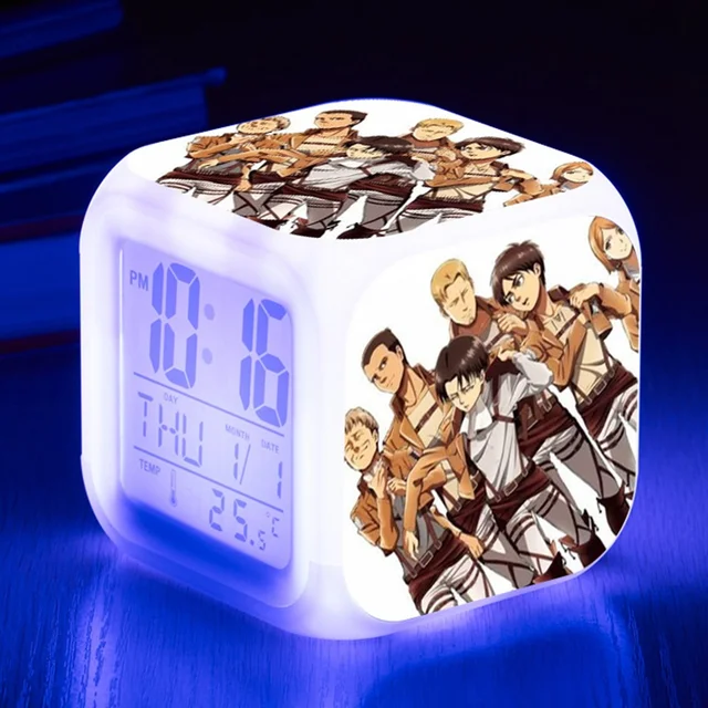 Kids wekker Gift Alarm Clock Cartoon Attack On Titan3 digital Alarm clock wake up light reveil