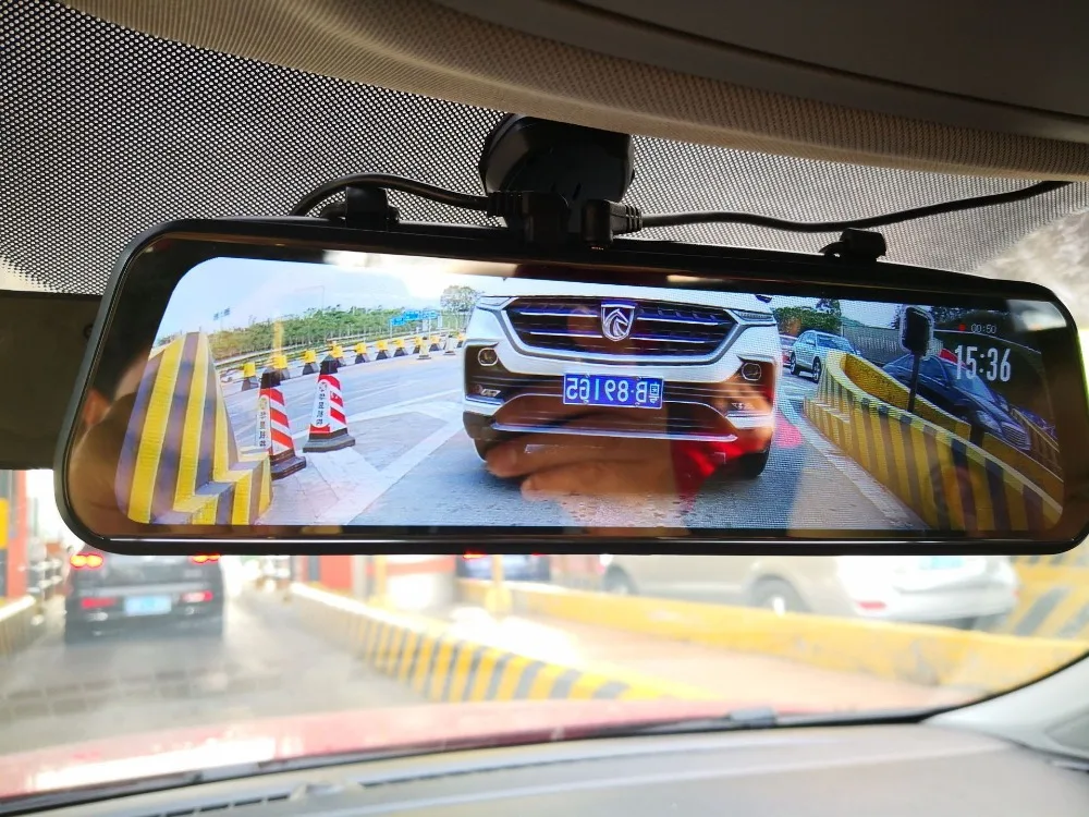 10 дюймов Автомобильный видеорегистратор с сенсорным экраном медиа Двойной объектив Камера Зеркало заднего вида видео Регистраторы Dash Cam Авто Камера Full HD 1296P Видеорегистраторы для автомобилей s