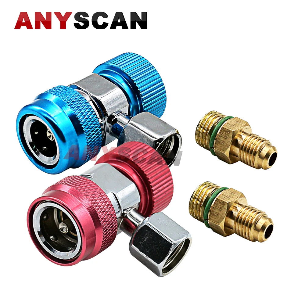 Car AC R134a Quick Connectors System Port Adapters Couplers Low High Set Conversion Kit for HVAC