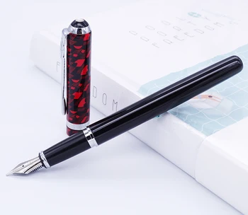 

Duke 962 Series Fountain Pen Medium Nib , Beautiful Red Flowers Pattern Writing Gift Pen