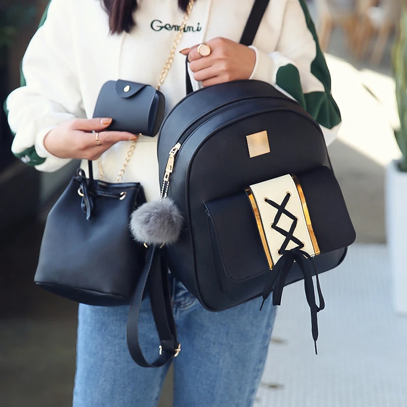  Amberler Women PU Leather Backpacks High Quality School Bags For Teenage Girls Travel Bag New Ladie - 32949438192