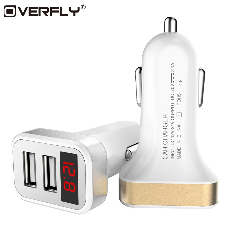 

Car Charger 5V 2.1A Fast Charging Dual USB Port LED Display Cigarette Lighter Phone Adapter for iphone iPad