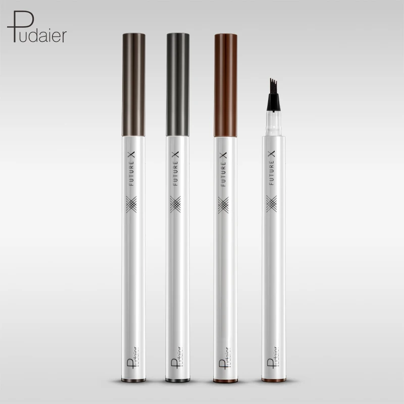 

PUDAIER Microblading Eyebrow Tattoo Pen Fork Tip Eyebrow Ink Pencil Waterproof 4 Heads Liquid Eye Brow Makeup Blonde Brown Color