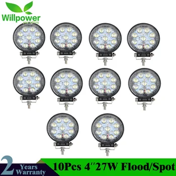 

10pcs 4 inch led light bar 12v 24v 27w led work light Offroad Driving Light led car work light 12v flood beam spot beam
