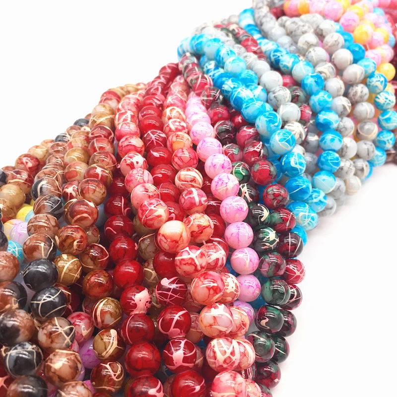 4//6//8mm Double Color Glass Beads Loose Spacer Painted Charm DIY Jewellery Making