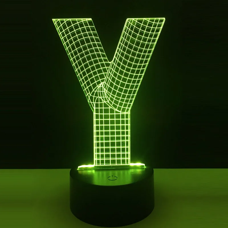 2018 Современная 3D лампа Алфавит буквы Y RGB 7 цветов вспышка s атмосферный
