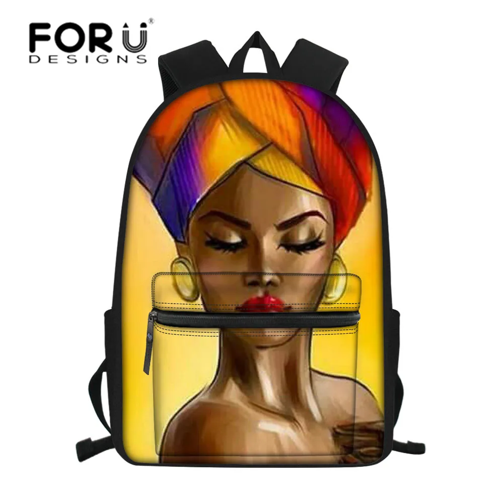 Рюкзак для ноутбука FORUDESIGNS черная школьная сумка с принтом афроамериканской