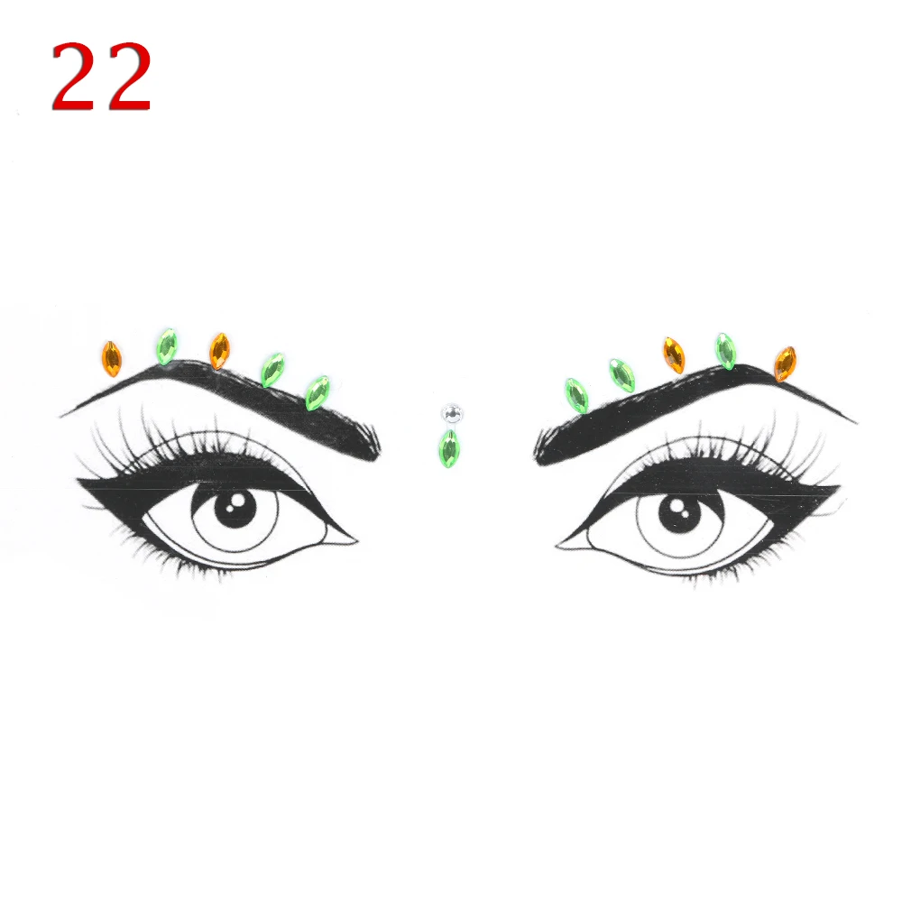 1 шт., 3D Хрустальные Временные татуировки для глаз, Переводные тени для век, подводка для глаз, наклейки для лица, женские праздничные вечерние украшения для глаз, инструмент для макияжа - Цвет: 22