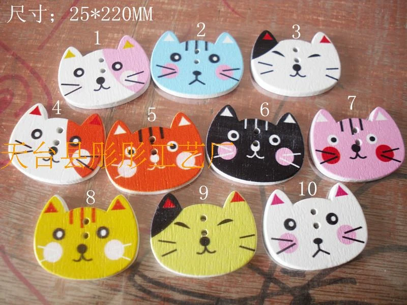 Lovglisten 200pcs Mixed Lovely Cat Bear Monkey Pattern Buttons 2 Holes 15MM Round Wood Buttons for Kids Sewing Crafts