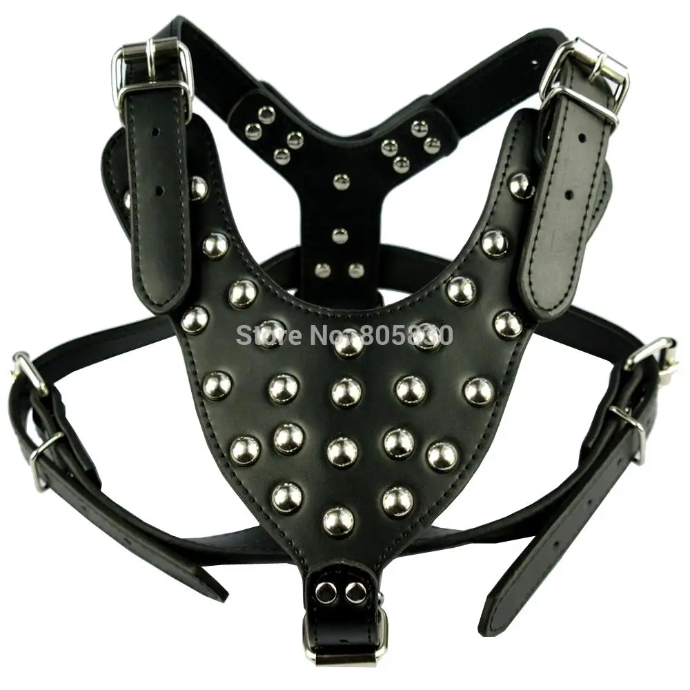 5 Colors Studs Studded Pu Leather Pet Dog Harness for Pitbull Medium