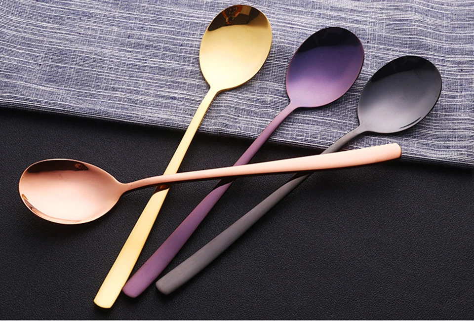 LIYIMENG 2PcsSet Stainless Steel Tableware Spoons Fashion Western Style Dinnerware7