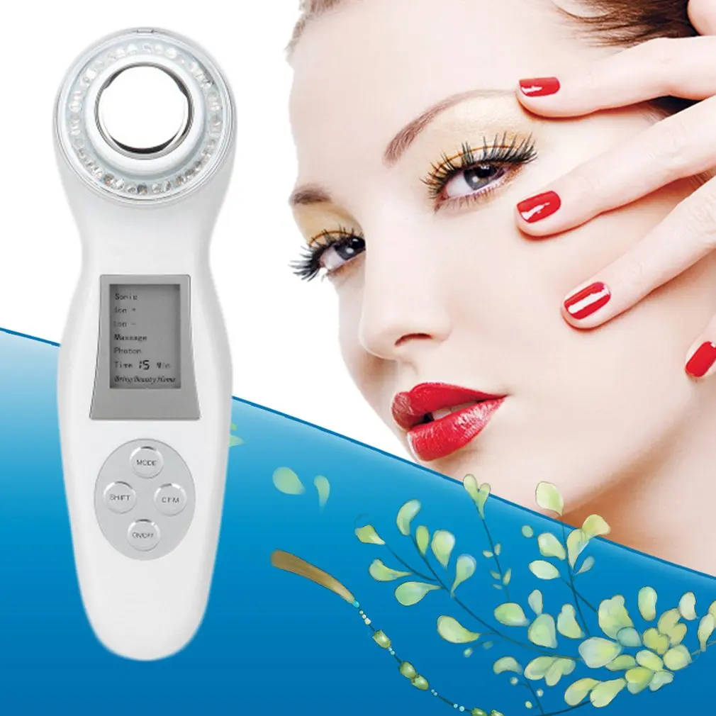  Led Light Ultrasonic Beauty Instrument Portable Facial Skin Appliance Therapy Photon Rejuvenation - 4000008942070