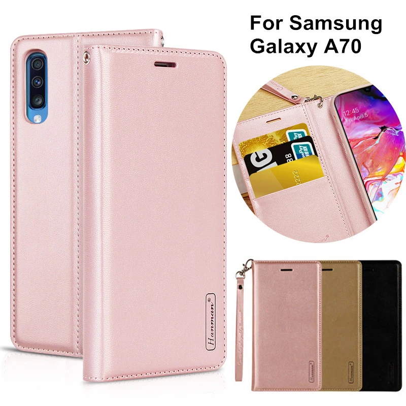 

Hanman For Samsung Galaxy A70 Book Style Retro Sheepskin Leather Wallet Back Cover Magnetic Case with Stand Holder Card Slot