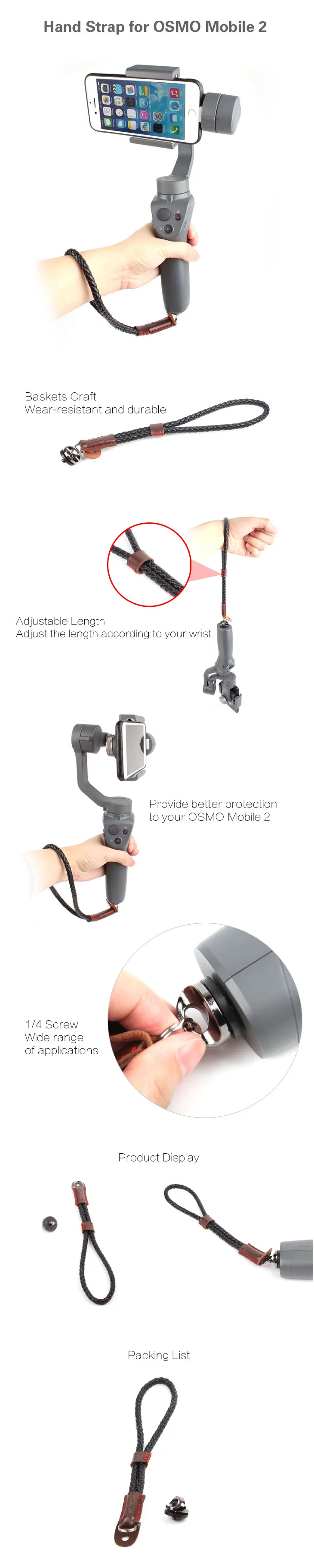 Аксессуары для самоделок/ремешок для запястья слинг с 4/1 винтом для DJI OSMO Mobile 2 корзины ремесло рукоятка линия