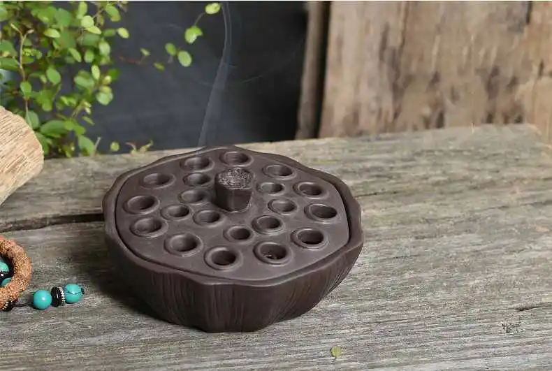 

Antique Ceramic Plate Incense Burner Lotus Incense Furnace Santalwood Cone Burners Vintage Multi Purpose Coil Censer Home Decor