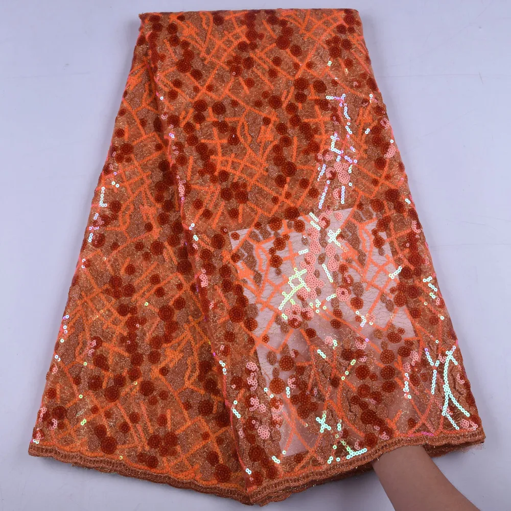 

2019 Sequins Design African Net Lace Fabric High Quality Nigerian Mesh Lace Fabric Sequins French Lace Fabric Bride Sewing A1649