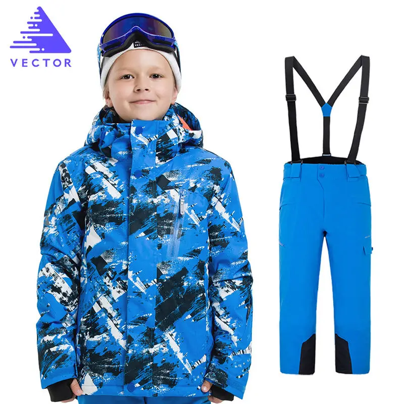 Детские зимние лыжные комплекты; детский зимний костюм; пальто; лыжный костюм; одежда для катания на лыжах и сноуборде для мальчиков; Водонепроницаемая куртка+ брюки