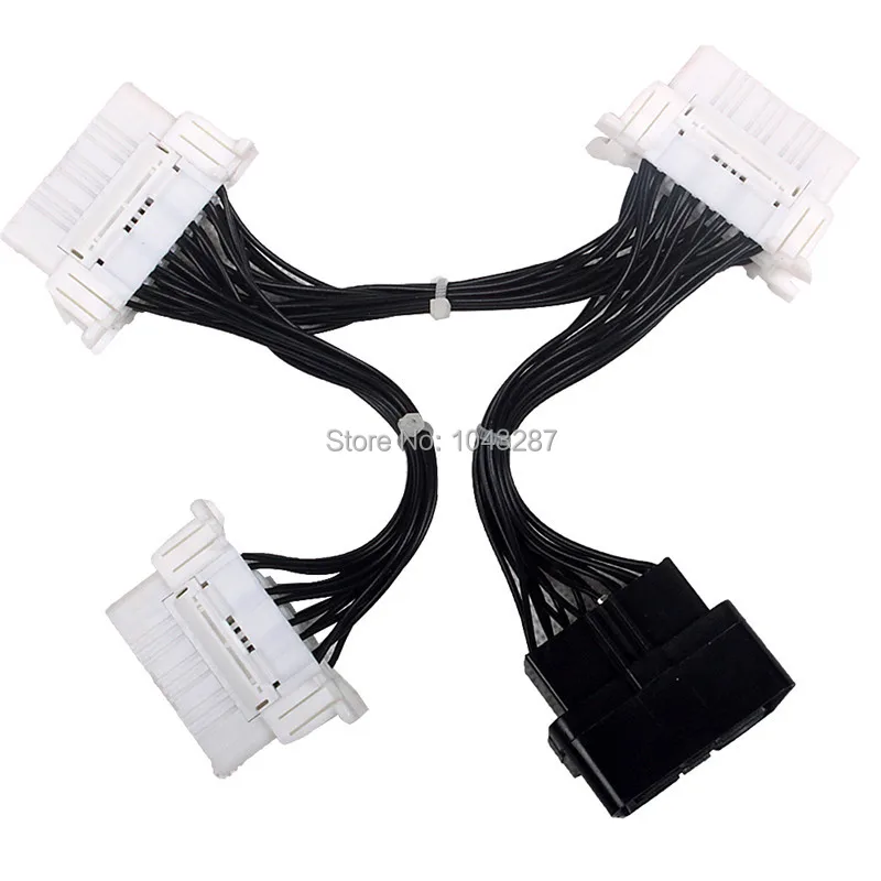 

OBDII OBD 2 16Pin OBD2 16 Pin Male To Three Female For Elm327 Transfer Car Diagnostic Cable and Connector