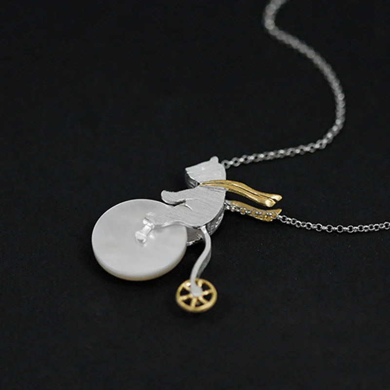 Lotus Fun Moment реального 925 пробы серебро Дизайн Модные украшения милые езда на велосипеде медведь кулон без Цепочки и ожерелья для Для женщин
