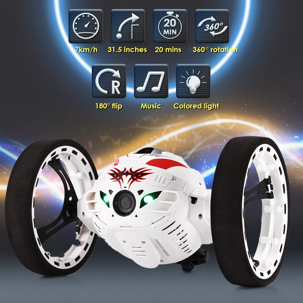

PEG - 88 RC Car Bounce Car 2.4G Remote Control Toys Jumping Car With Flexible Wheels Rotation LED Night Lights Robot Car Gifts