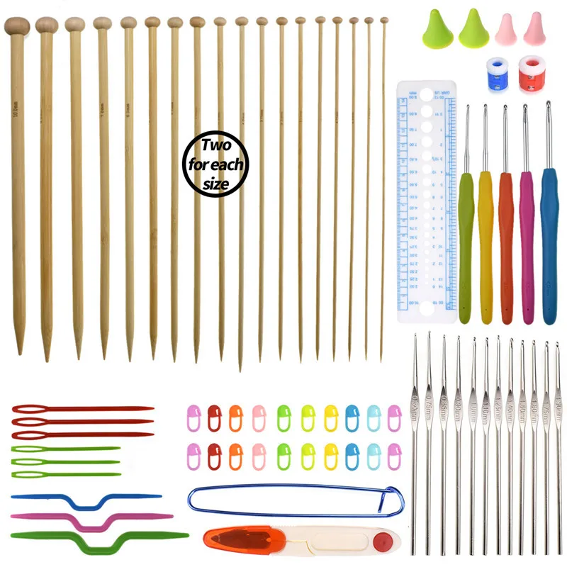 Big Capacity Knitting Needles Set Travel Organizer Storage Bag With 36pcs Straight Knitting Needles 17pcs Crochet Hooks Sets   (3)