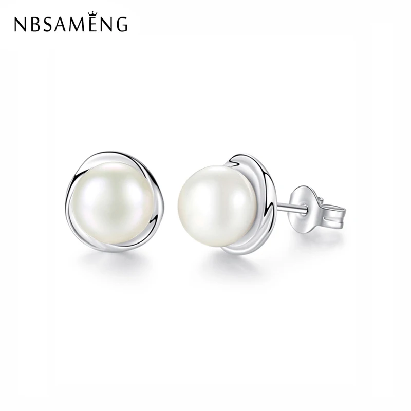 Аутентичные 925 пробы серебряные серьги-гвоздики натуральный пресноводный жемчуг Brincos серьги Для Пирсинга Ушей женские модные ювелирные изделия