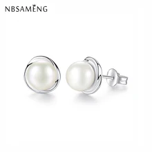 Аутентичные 925 пробы серебряные серьги-гвоздики натуральный пресноводный жемчуг Brincos серьги Для Пирсинга Ушей женские модные ювелирные изделия