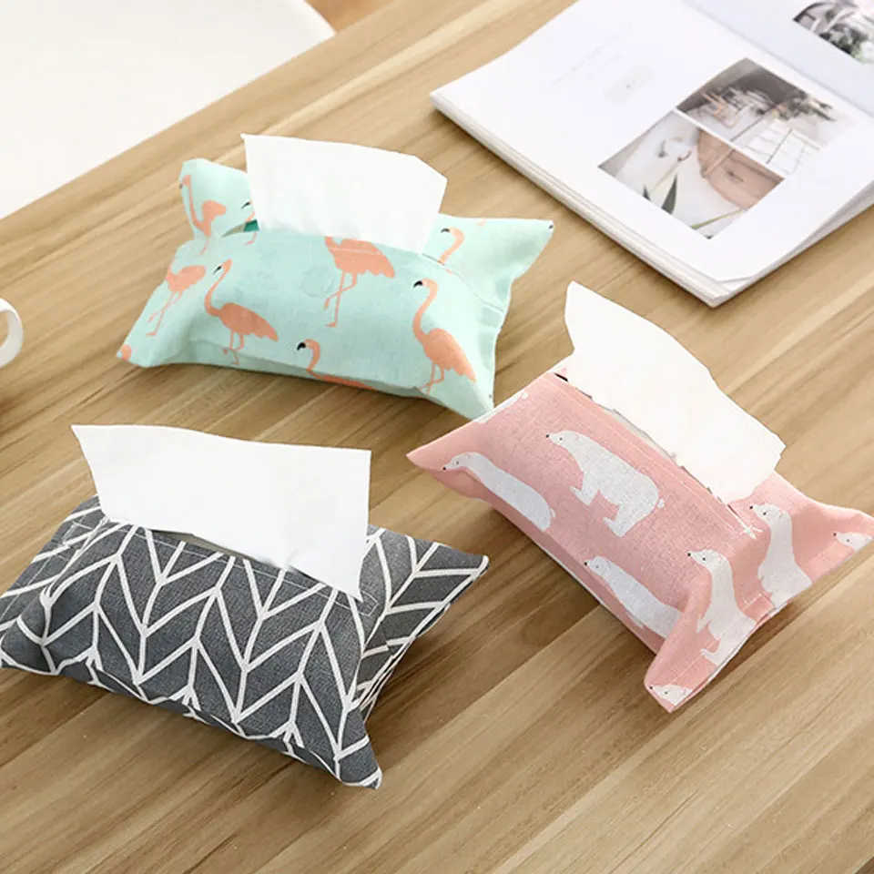 

Japanese-style Nordic Cloth Car Storage Tissue Case Box Container Towel Napkin Papers Bag Holder Box Case