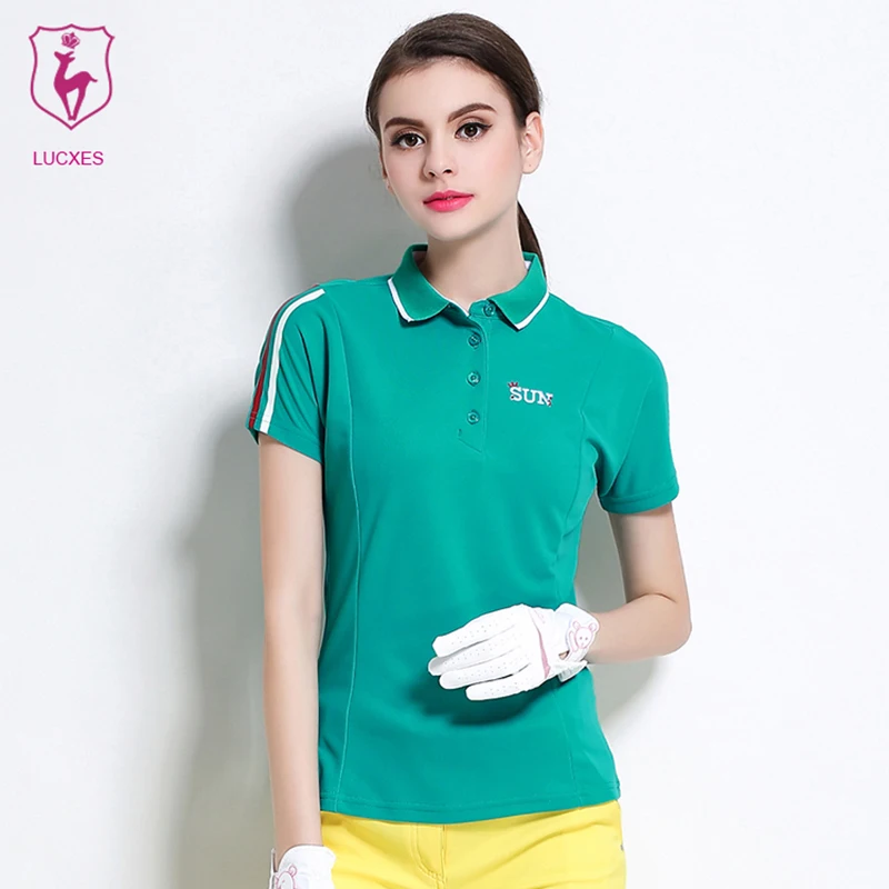 LUCXES summer golf shirt women polo t clothing slim fit high-elastic ventilated 2018 anti sweat 1300 free shipping