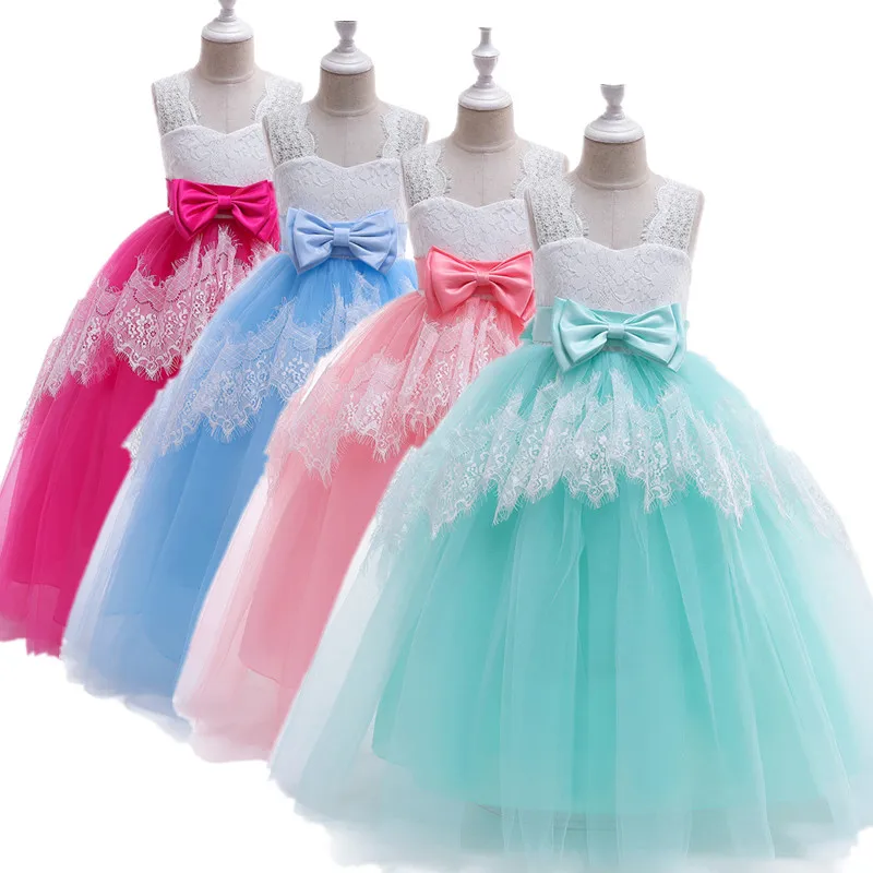 2019 NEW Girl Children Communion Gown Teenage Flower FOR Wedding Dress Tulle Tutu Kids Princess Sleeveless Party Dresses | Детская