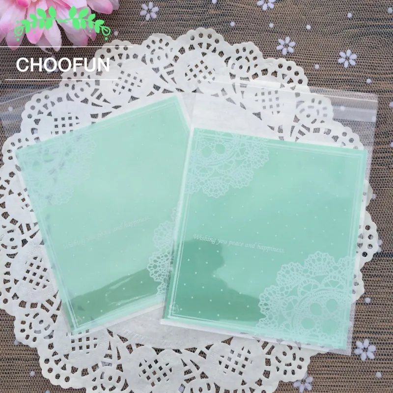 

100pcs/lot Mint Green Self Adhesive OPP Plastic Cookie Baking Package Plastic Bags Wedding Gift Candy Packaging Bags BZ033