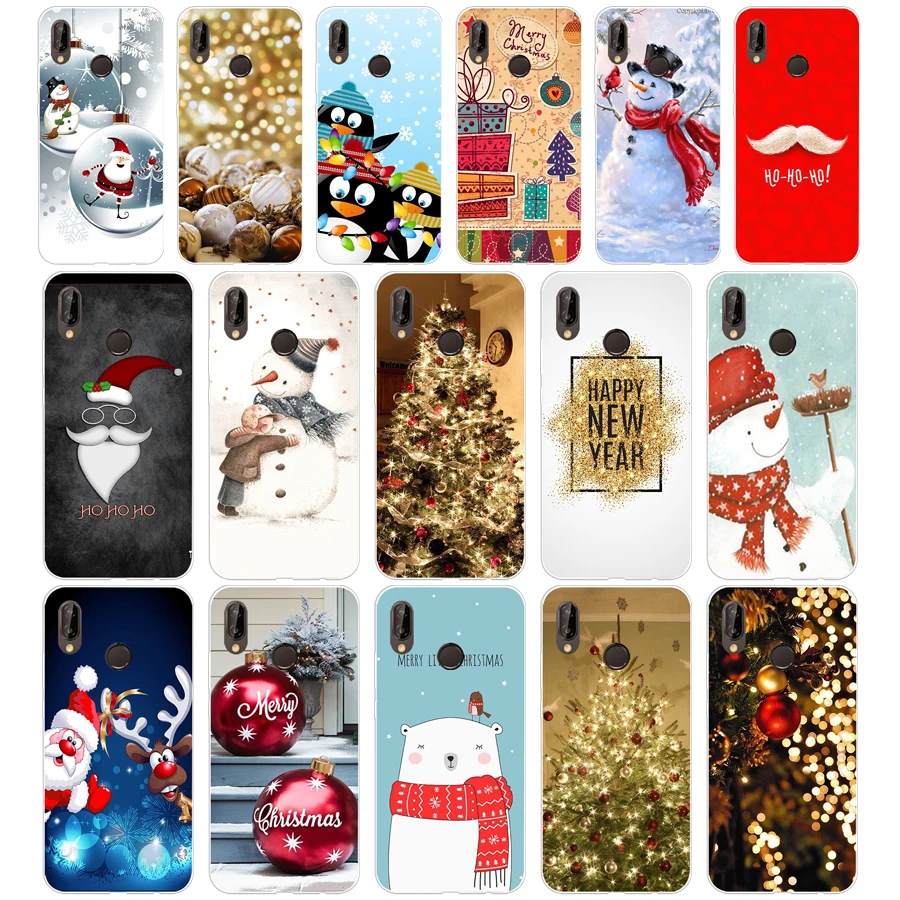 

266H happy New Year merry Christmas Tree Snow Flakes 02 Soft Silicone Tpu Cover Case for huawei Nova 3 3i p smart