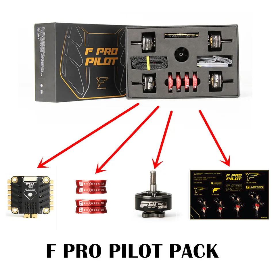 

T-MOTOR F PRO PILOT PACK F60 PRO III 1750KV Brushless Motor F55A PRO II ESC pack F60PRO III Bell Motor Shield w Sticker
