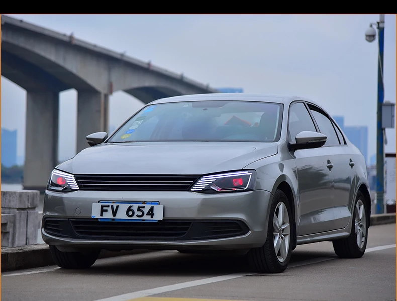 2 шт. светодиодный фары для VW Jetta 2011- Автомобильный светодиодный фонарь с двумя ксеноновыми линзами автомобильные аксессуары дневные ходовые огни противотуманные фары